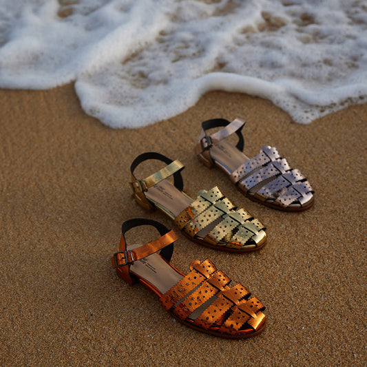 Bengal metal calfskin Roman style sandals multicolor- Adrian