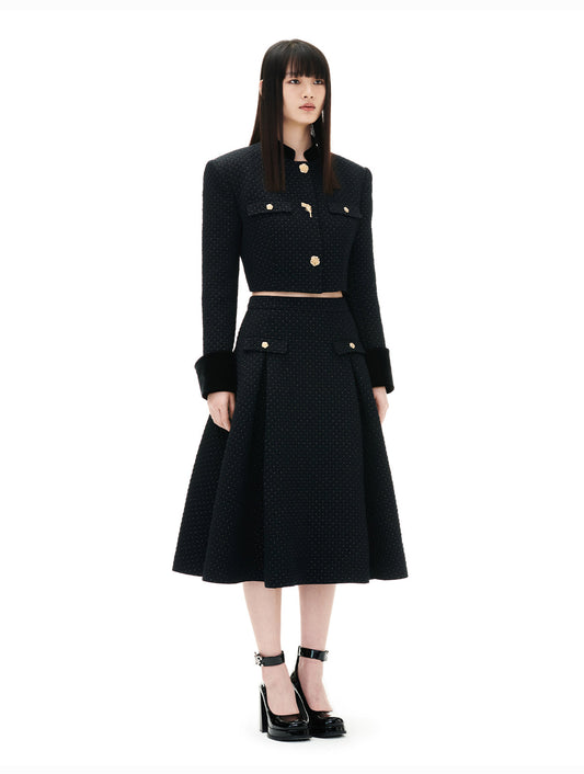 YES BY YESIR winter retro elegant women's black gold palace suit - Jian.
