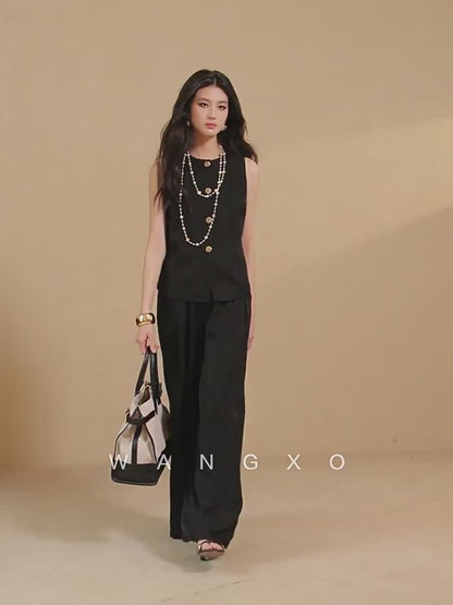 WANGXO | Skin-Friendly Fabric with High-End Metal Buckle Hand-Pinched Layered Urban Suit -NIXI