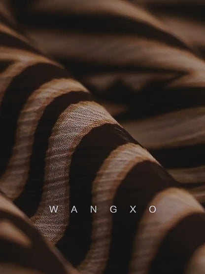 WANGXO Shaved Shoulders Waisted Top & Flowing Wide-Leg Pants -MIRA