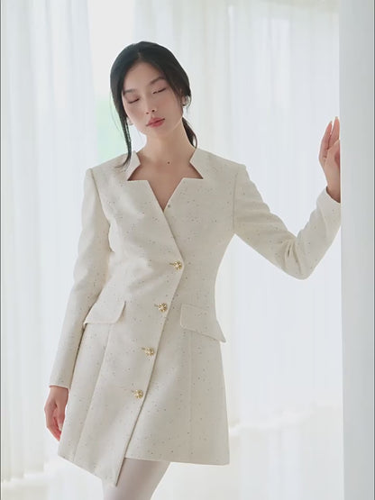 YES BY YESIR star neck asymmetrical long-sleeved dress - KNECK.