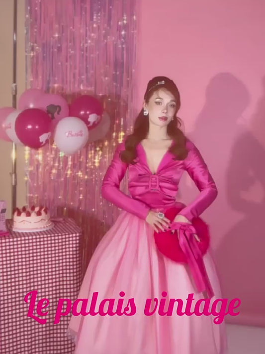 Le Palais Vintage Original Retro Pink Corset Waist Short Coat- Jay.