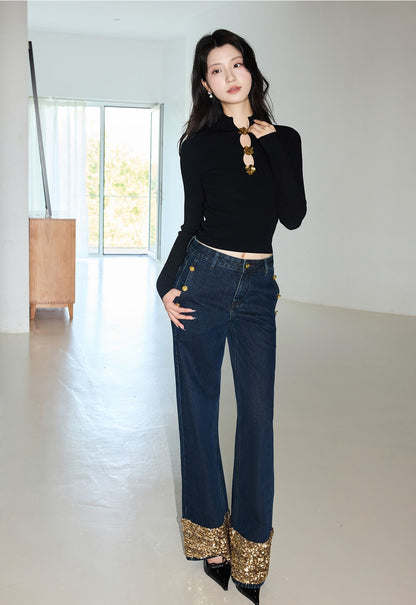 YES BY YESIR  beaded straight-leg jeans - PROP.