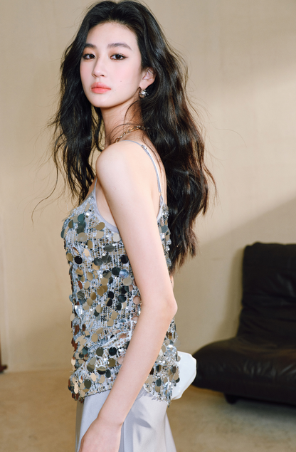 WANGXO Mirage Sundress Heavy Industry Double-Sided Satin Pleats Two-Piece - KIRAN