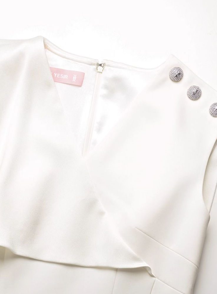 YES BY YESIR | Deconstructed Midi Dress with Fluttering Collar-ALINORA.