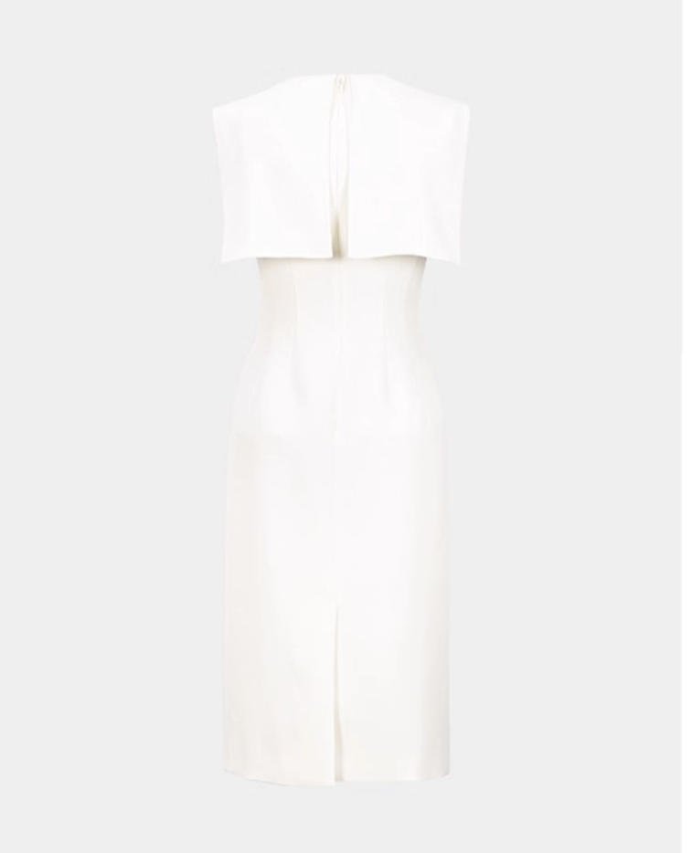YES BY YESIR | Deconstructed Midi Dress with Fluttering Collar-ALINORA.