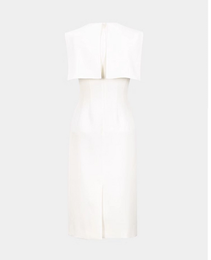 YES BY YESIR | Deconstructed Midi Dress with Fluttering Collar-ALINORA.