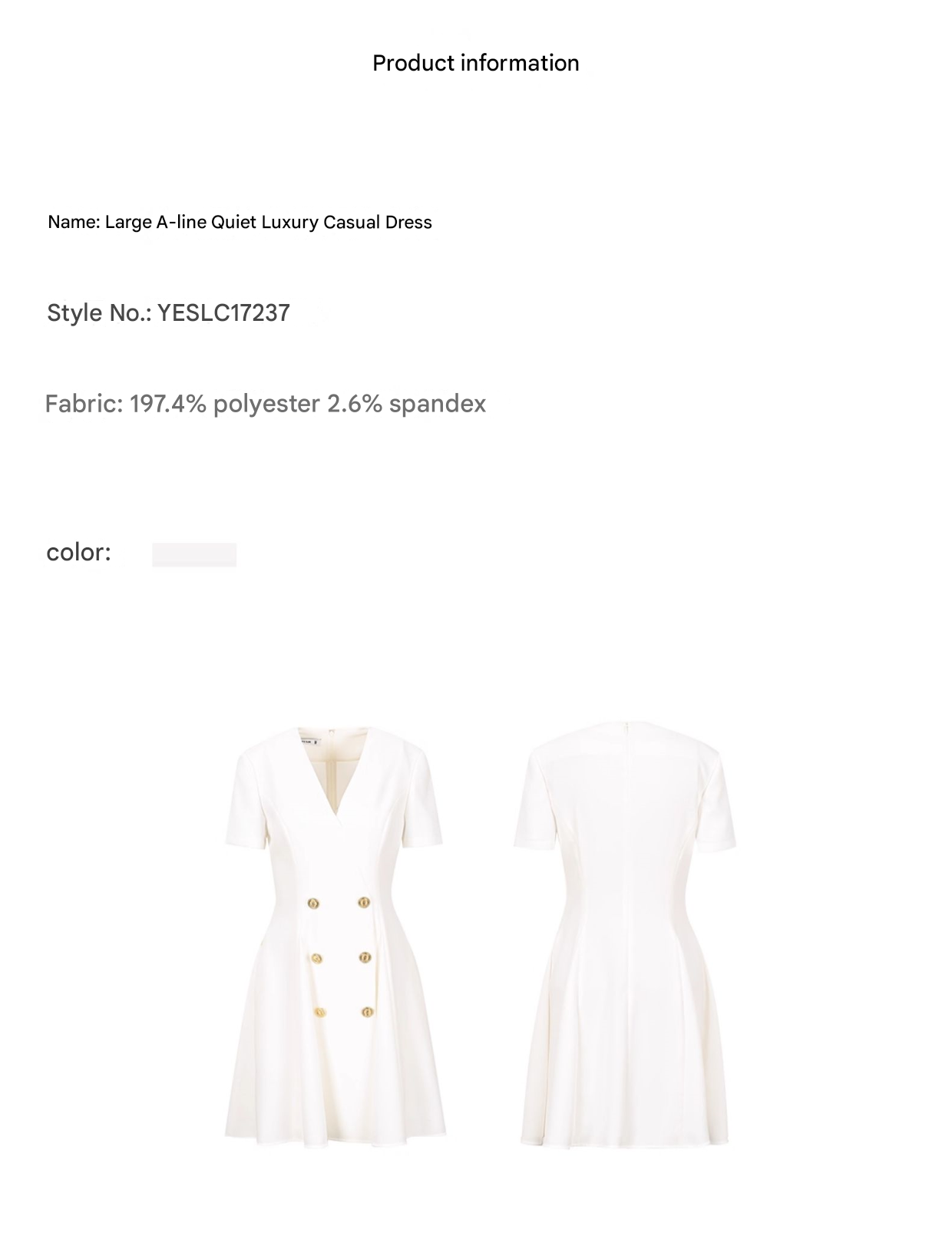 YES BY YESIR | Big A-Line Double-Breasted Casual Dress - VARESSA.