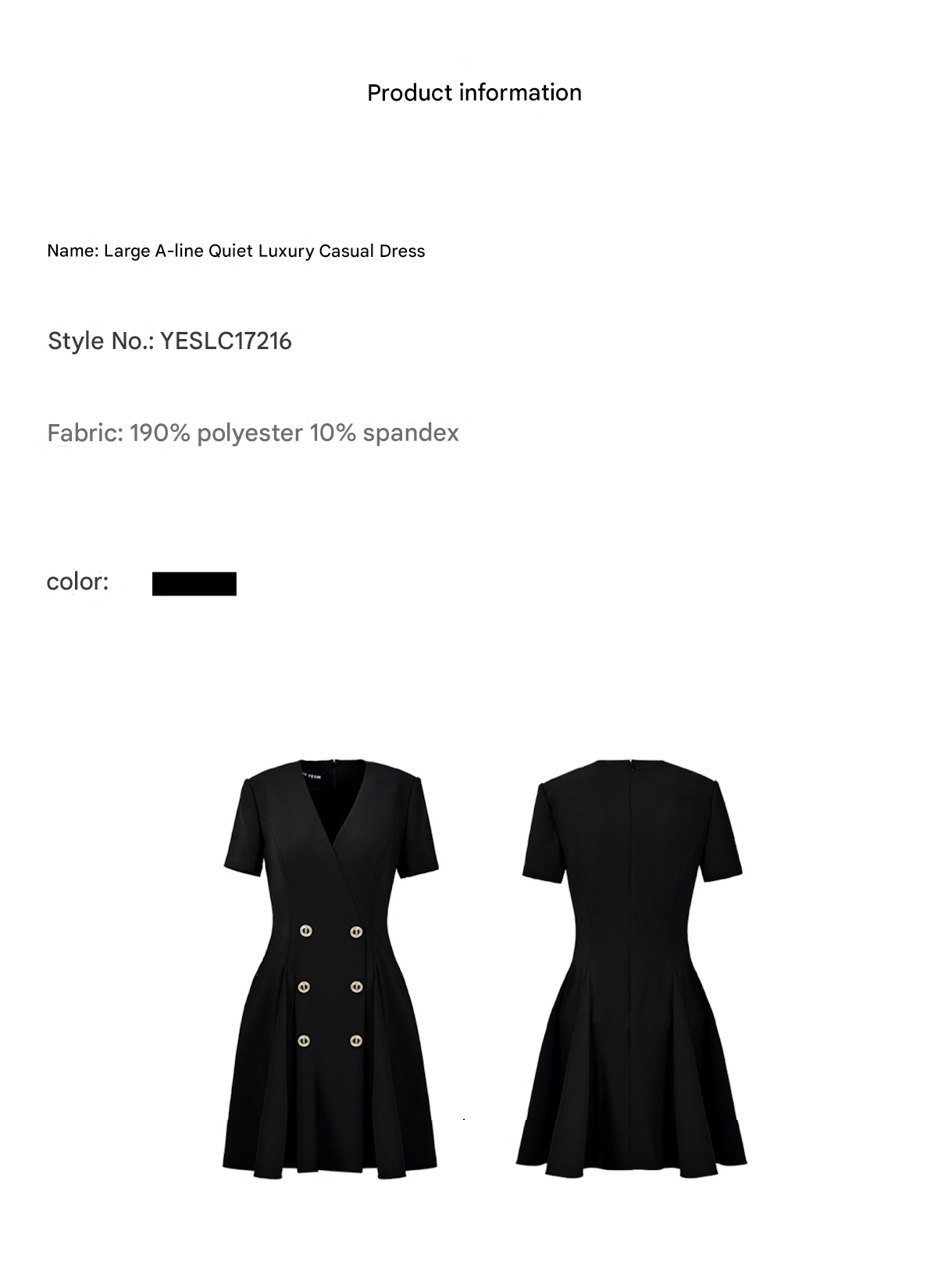 YES BY YESIR | Big A-Line Double-Breasted Casual Dress - VARESSA.