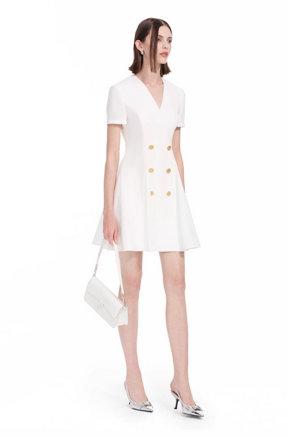 YES BY YESIR | Big A-Line Double-Breasted Casual Dress - VARESSA.