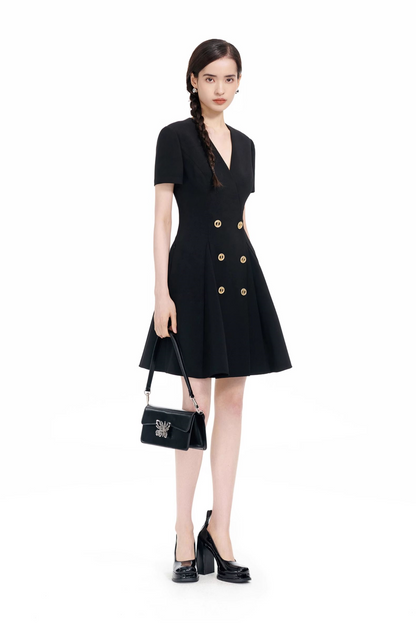 YES BY YESIR | Big A-Line Double-Breasted Casual Dress - VARESSA.