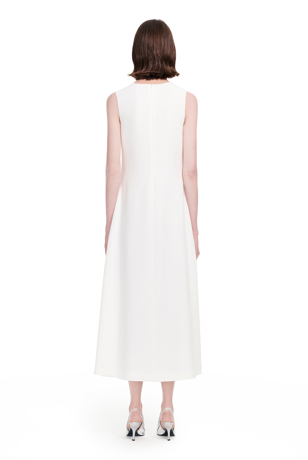 YES BY YESIR | Ye Qians Y-Shaped Metal Snake Accent Deconstructed V-Neck Midi Dress -SABRINA.