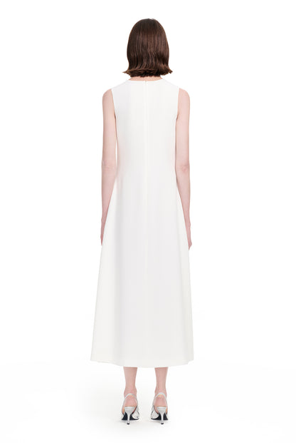YES BY YESIR | Ye Qians Y-Shaped Metal Snake Accent Deconstructed V-Neck Midi Dress -SABRINA.