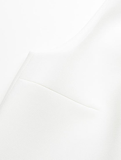 YES BY YESIR | Ye Qians Y-Shaped Metal Snake Accent Deconstructed V-Neck Midi Dress -SABRINA.