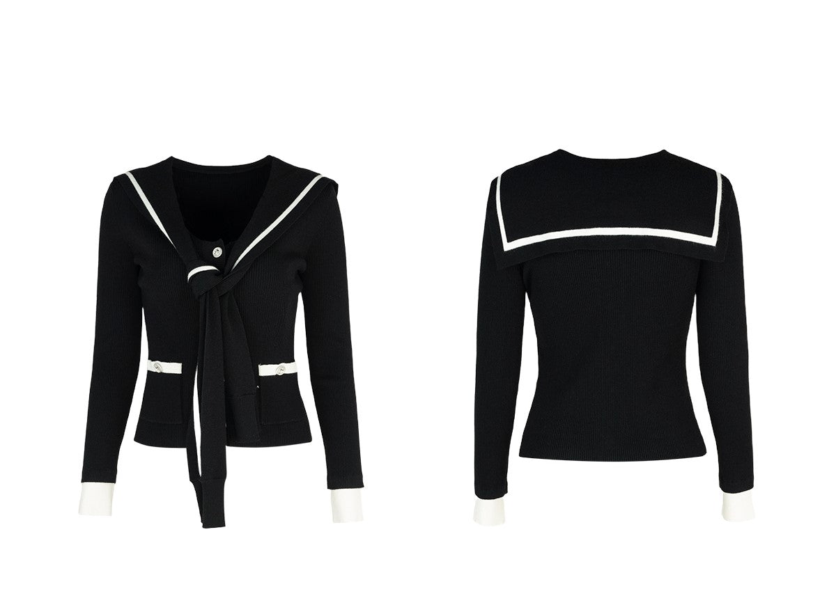 YES BY YESIR  Deconstructed sailor collar Knitted top - SAMSON.