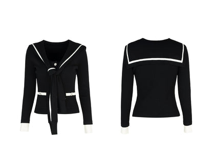 YES BY YESIR  Deconstructed sailor collar Knitted top - SAMSON.