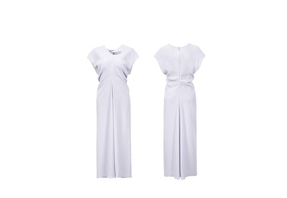 YES BY YESIR | Ye Qians Luxe Deconstructed Collar Long Dress with Quietly Cinched Waistline -SELENIA.
