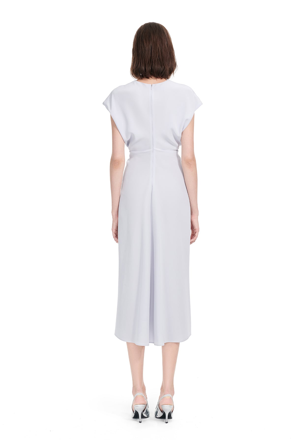 YES BY YESIR | Ye Qians Luxe Deconstructed Collar Long Dress with Quietly Cinched Waistline -SELENIA.