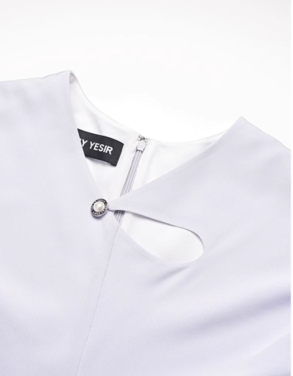 YES BY YESIR | Ye Qians Luxe Deconstructed Collar Long Dress with Quietly Cinched Waistline -SELENIA.