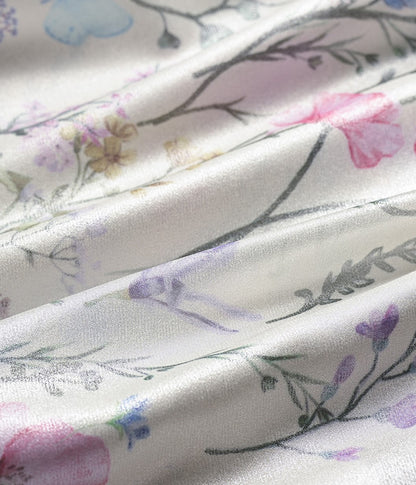 YES BY YESIR | Ye Qians Sprinkled Silver Floral Lace-Up Top with Dreamlike Garden Detail -SERENITA