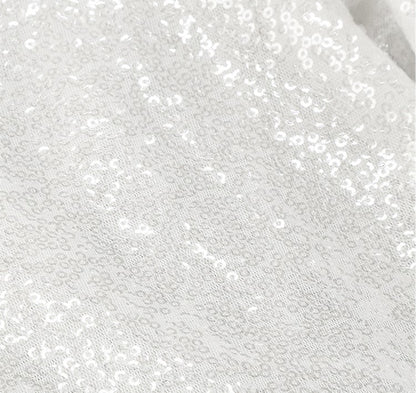 DOLLY Elegant White Crew Neck Long Sleeve Short Sequin Sexy Birthday Dress-LAYLA