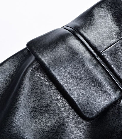 YES BY YESIR  leather splicing asymmetrical knight shorts - SPINE.