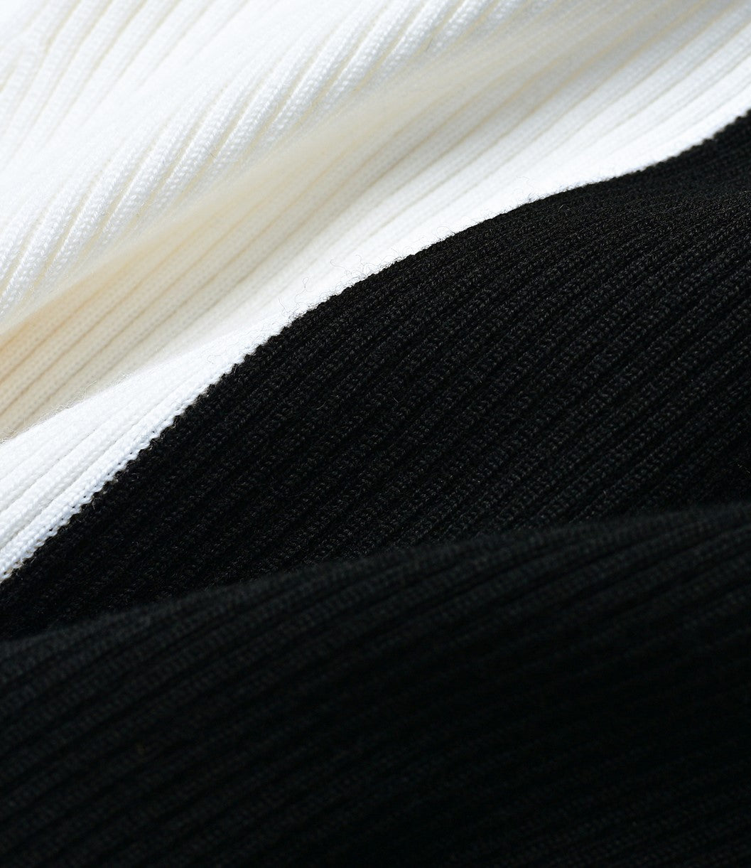 YES BY YESIR  Sheep wool dual tone crossbody knit top - STRET.