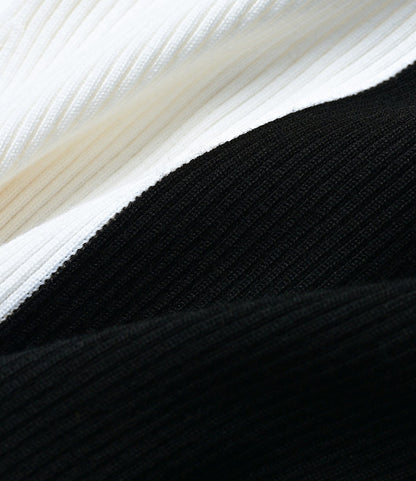 YES BY YESIR  Sheep wool dual tone crossbody knit top - STRET.