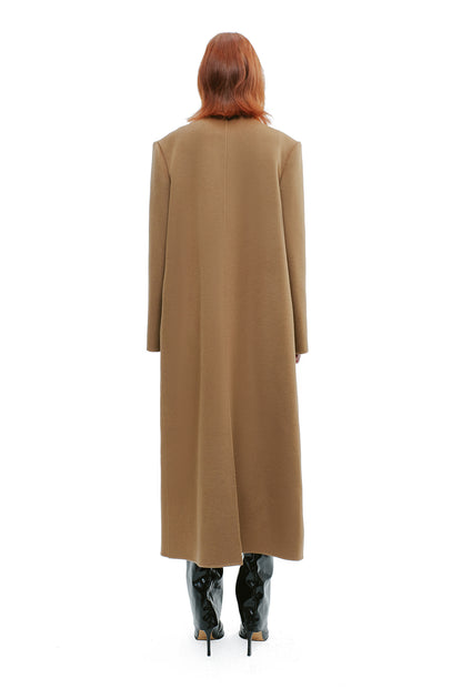 YES BY YESIR long woolen layered lapel jackets - STRAP.