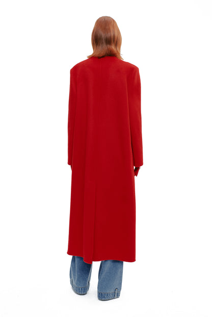 YES BY YESIR long woolen layered lapel jackets - STRAP.