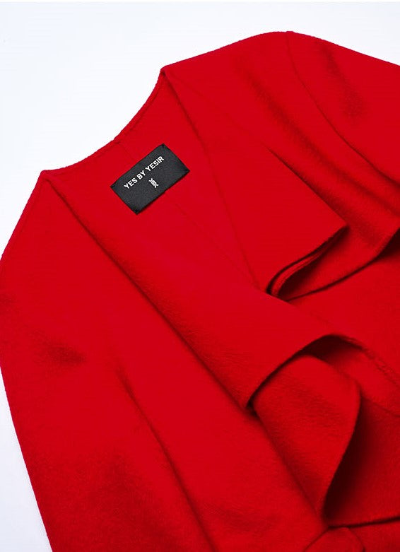 YES BY YESIR long woolen layered lapel jackets - STRAP.