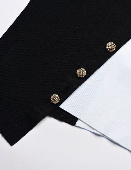 YES BY YESIR  Sheep wool dual tone crossbody knit top - STRET.