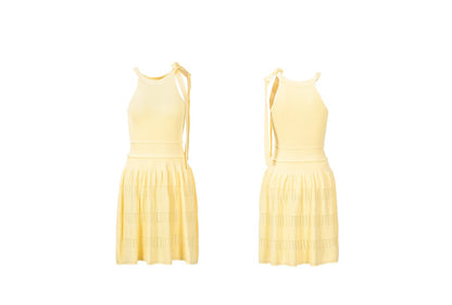 YES BY YESIR | Ye Qians Cut-Out Halterneck Knitted Dress with Sculptural Lines -THESSALIA.