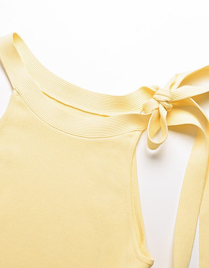 YES BY YESIR | Ye Qians Cut-Out Halterneck Knitted Dress with Sculptural Lines -THESSALIA.