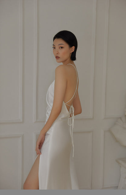 GOUDIN light luxury banquet evening high-end light dress-OLIVE.