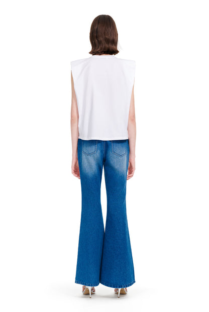 YES BY YESIR | Ye Qians Full Diamond Bow Crew Neck Sleeveless T-Shirt -VERALYN.