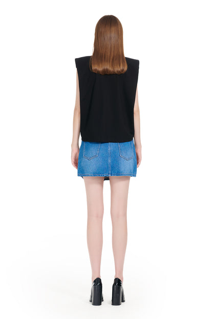 YES BY YESIR | Ye Qians Full Diamond Bow Crew Neck Sleeveless T-Shirt -VERALYN.