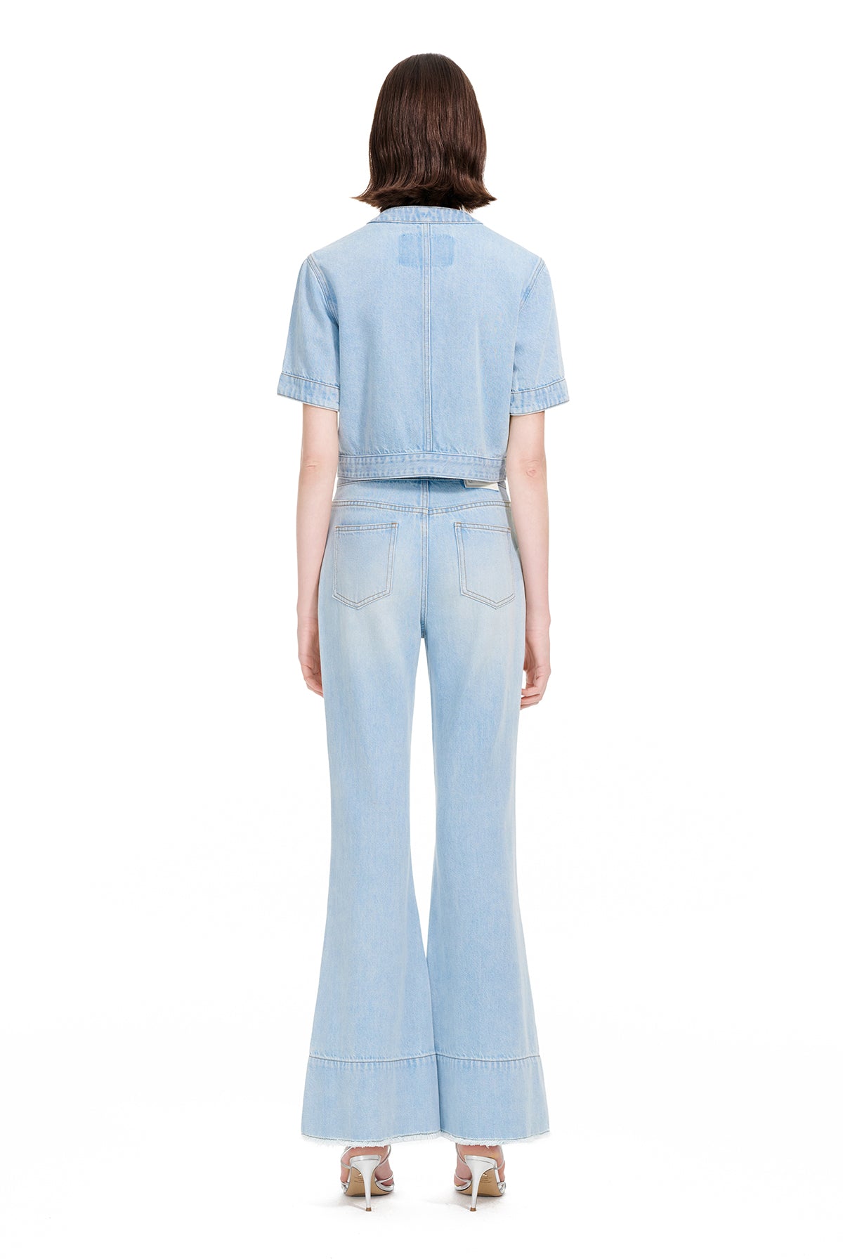 YES BY YESIR Ye Qian  Short Stand-Up Collar Denim Jacket Set -VESPERA.