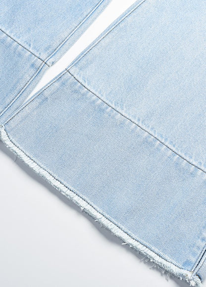 YES BY YESIR Ye Qian  Short Stand-Up Collar Denim Jacket Set -VESPERA.