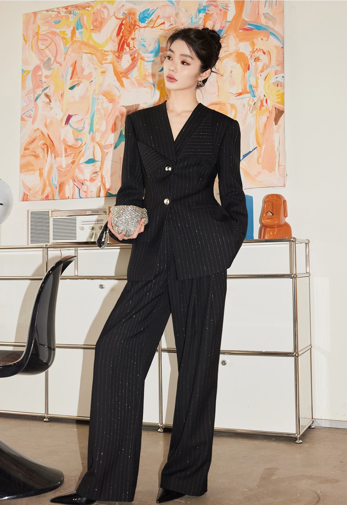 YES BY YESIR  striped denim spliced wide pants - VESSEL.