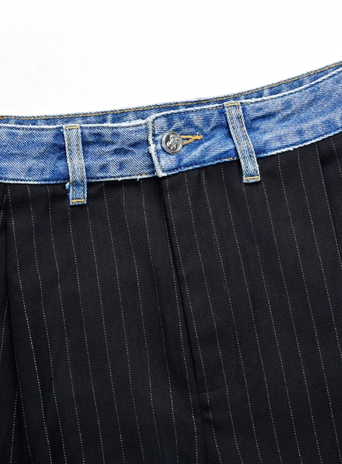 YES BY YESIR  striped denim spliced wide pants - VESSEL.