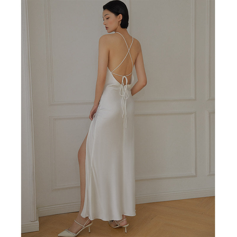 GOUDIN light luxury banquet evening high-end light dress-OLIVE.