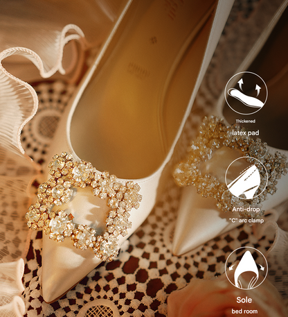 PJJUU white satin high heel shoes  - LOKI.