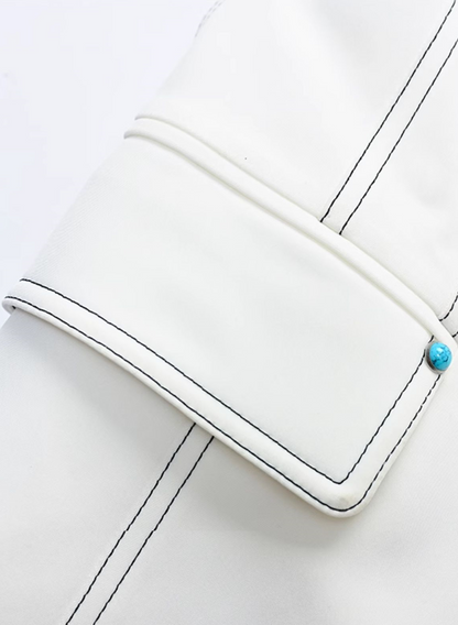 YES BY YESIR | Topstitched Denim Vest and Pant Suit Set - CYANNE.