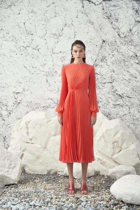Long sleeve pleated midi dress- Ales S Long sleeve pleated midi dress- Ales S