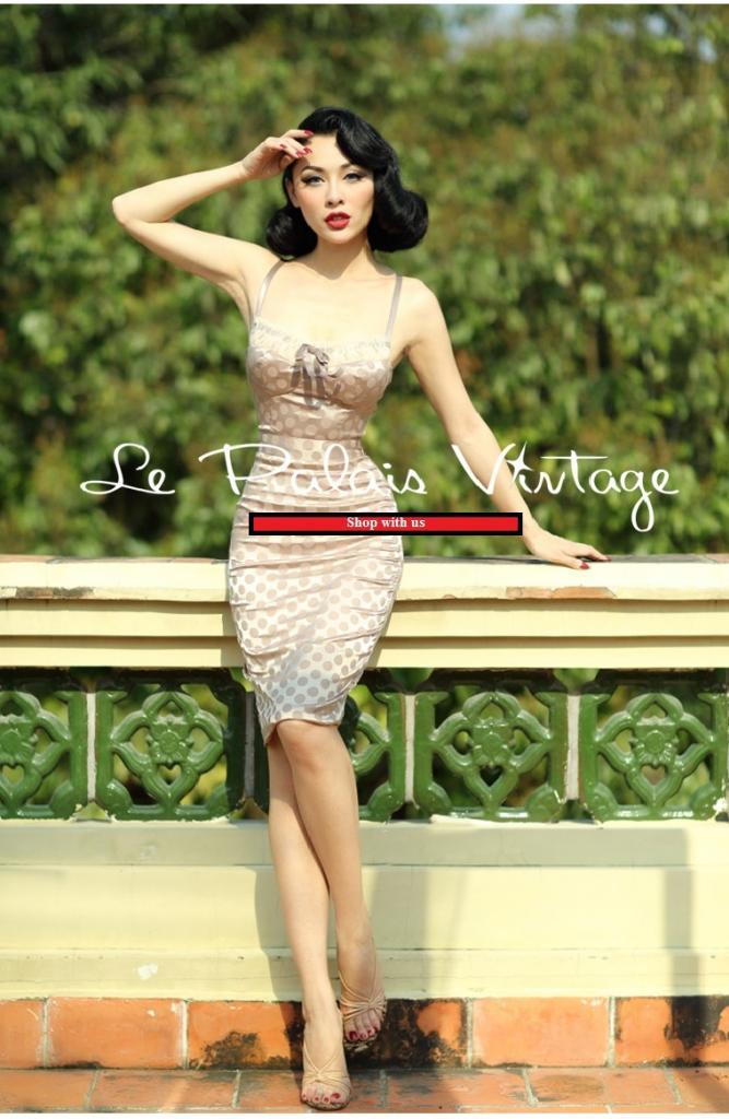 Vintage 50s pin up retro stitching polka dot Pencil dress- Hoq. S Vintage 50s pin up retro stitching polka dot Pencil dress- Hoq. S