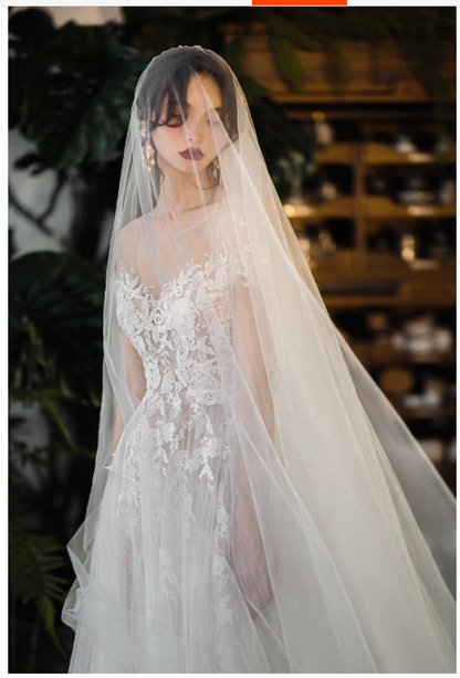 Early Spring 2023 Original bridal summer small trailing go-out yarn lace wedding dress- Lora