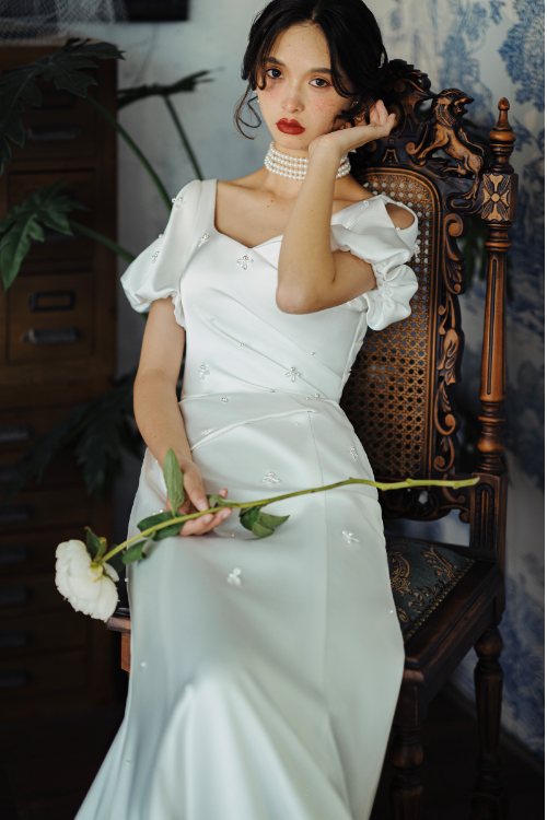 Early Spring 2023 Gorgeous mermaid wedding dress satin bridal gown wedding dress- Meli