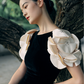 Retro fashion velvet petal sleeve one step skirt dress- Camer