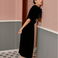 Retro Fashion Short Sleeve Velvet Dress- Jeno